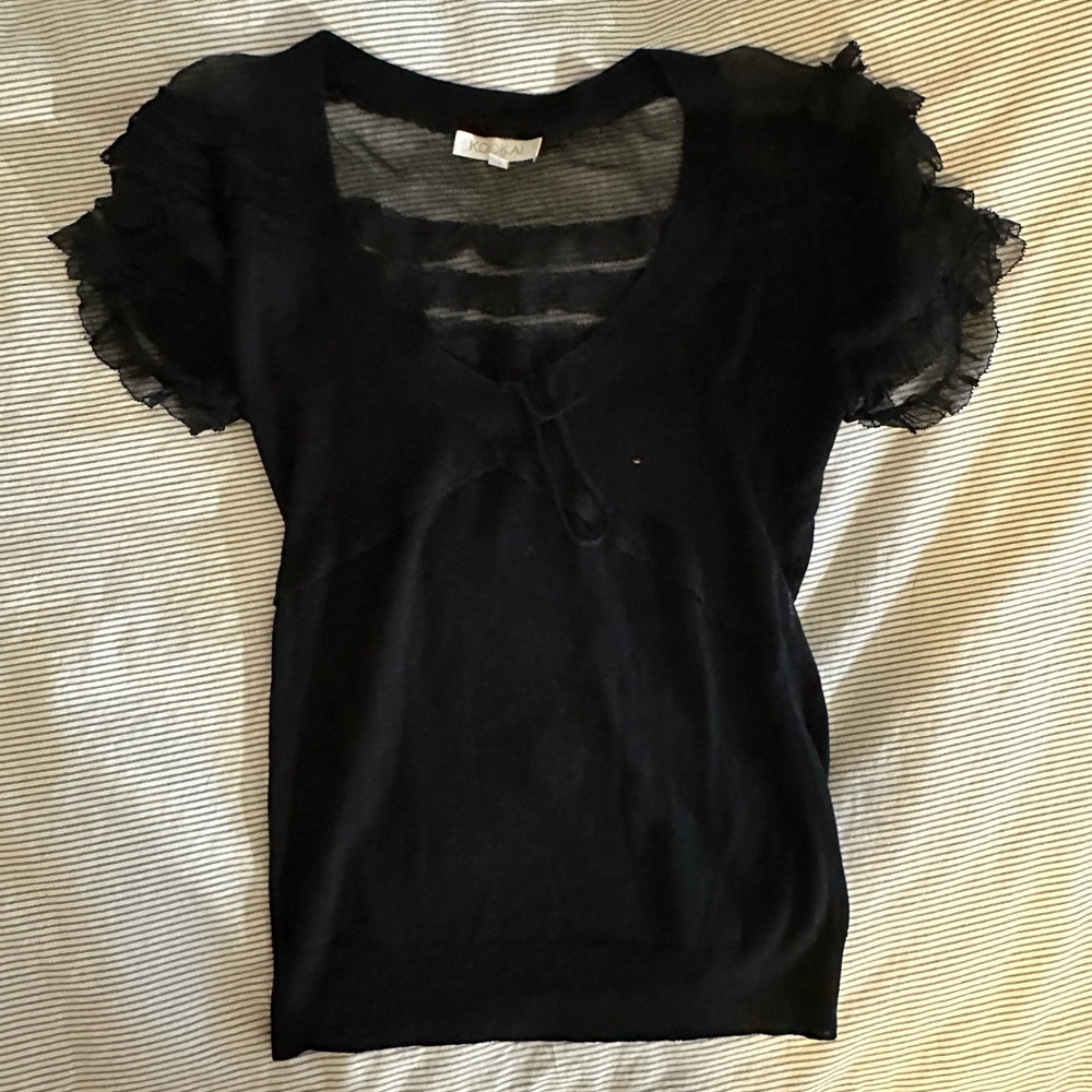 Elegant Black Ruffle Sleeve Top